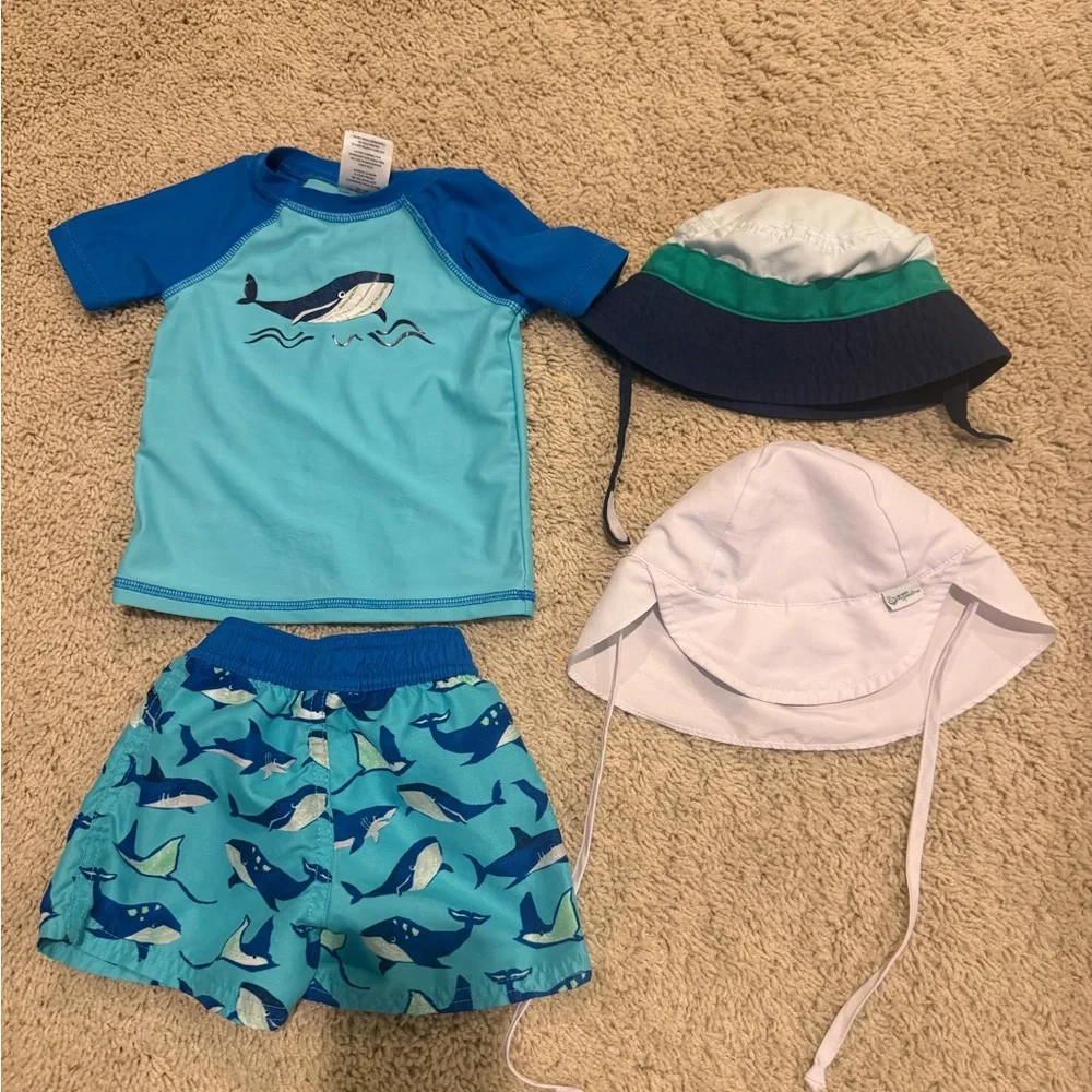 Floatimini Blue Shark Rashguard Set - Picture 1 of 7